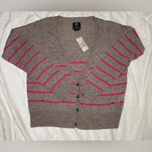 NWT American Eagle Outfitters Brown Cardigan with Pink Stripes